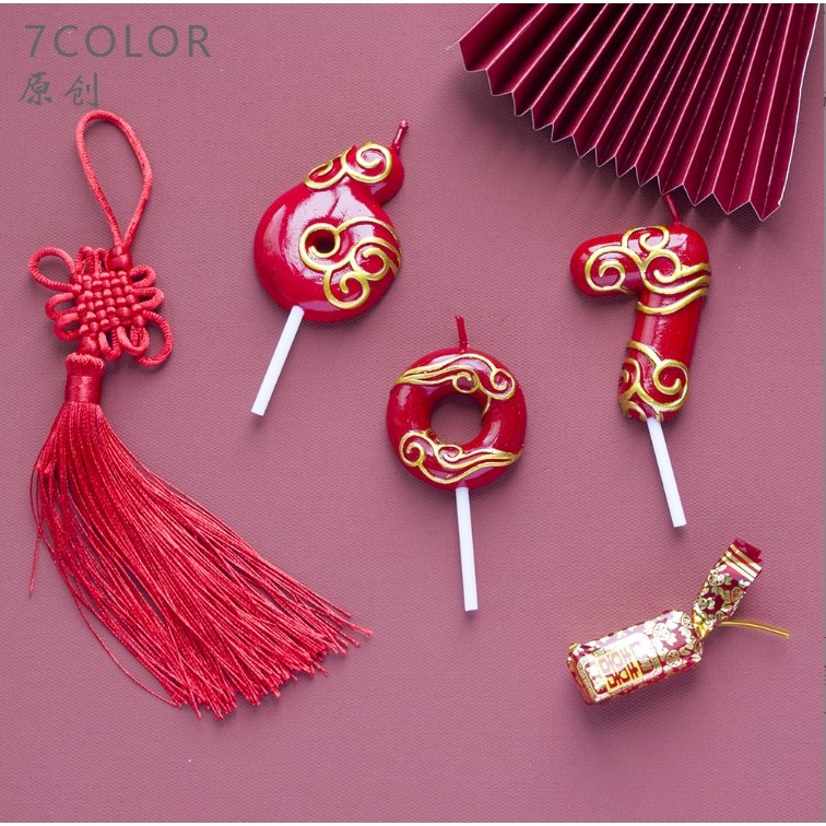 [Hare.D]現貨 祝壽蠟燭 喜氣 紅金蠟燭 數字蠟燭  蠟燭 生日 慶生 烘培裝飾 蛋糕裝飾 烘培-細節圖2