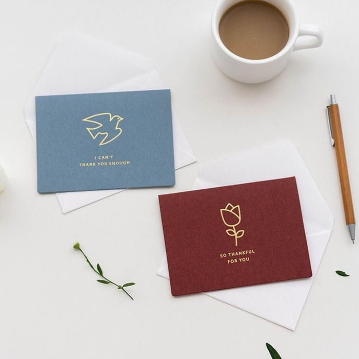 [Hare.D]韓風 簡約小卡 感謝 卡片 附信封 附貼紙 萬用卡 生日卡 謝卡 宴會 婚宴 派對 邀請卡-細節圖7