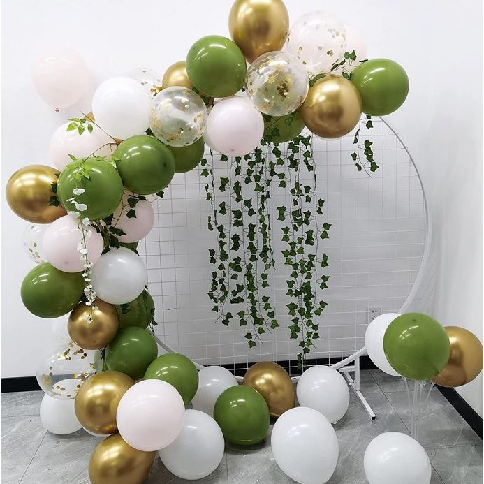 [Hare.D]橄欖綠62入氣球組 氣球 DIY 裝飾 生日派對 婚禮 會場佈置 情人節 慶生 節慶-細節圖2