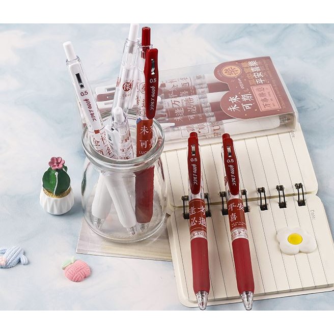 [Hare.D]現貨 勵志款 六入 中性筆 黑筆芯 0.5mm 按動筆 按壓筆 考試筆 黑色-細節圖6