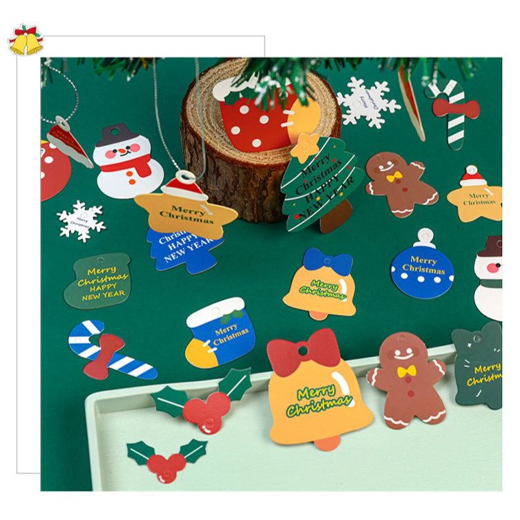 [Hare.D]現貨 14入 可愛風聖誕掛飾小卡 聖誕小卡片 懸掛卡片 禮品包裝 聖誕節 卡片-細節圖3