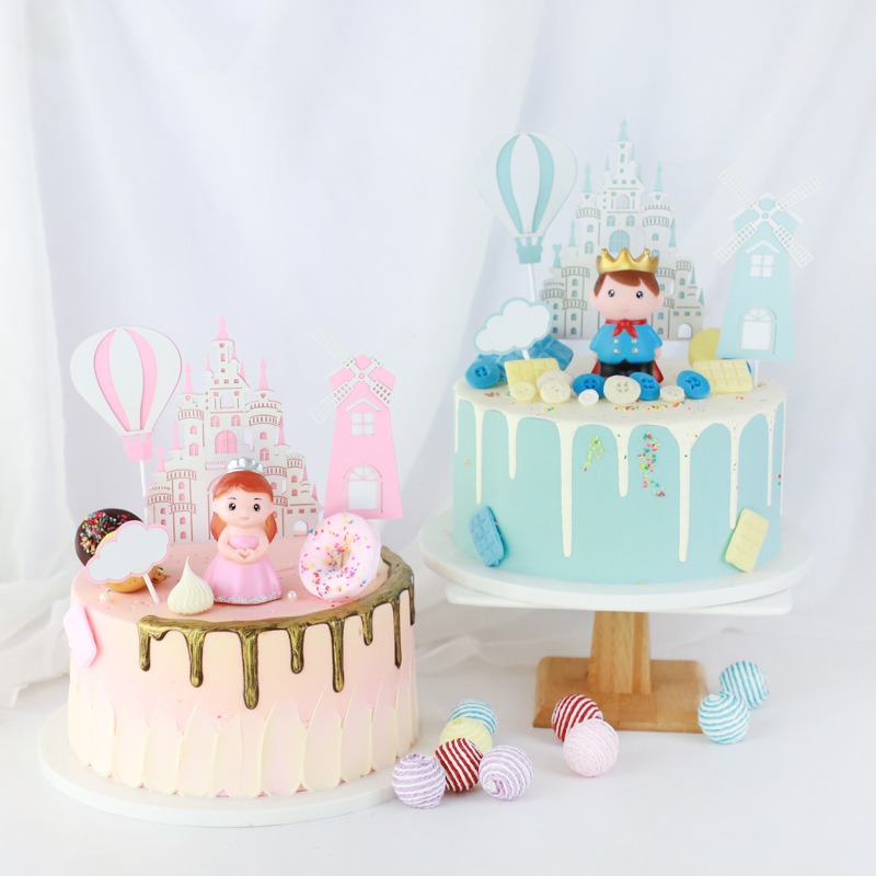 [Hare.D]現貨 4入 城堡熱 氣球插牌組 蛋糕裝飾 烘培裝飾 慶生 蛋糕 擺件 生日-細節圖2