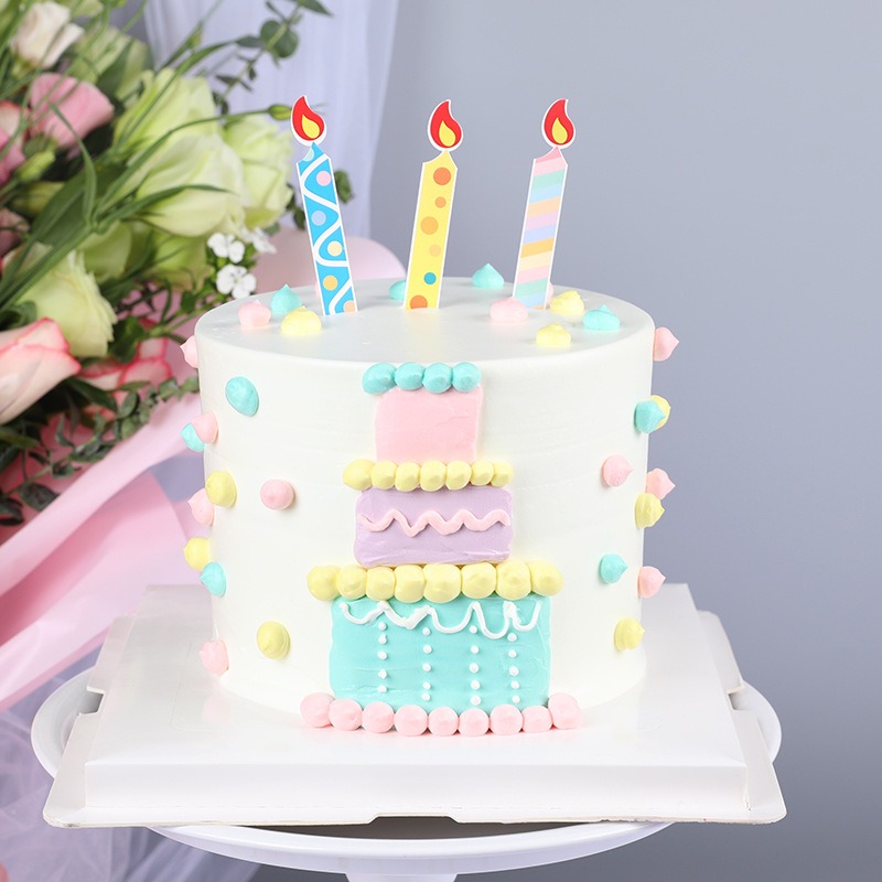 [Hare.D]現貨 紙質火焰蠟燭 蛋糕插牌 蛋糕裝飾 材料包 蛋糕裝飾 慶生 周歲 無火焰蠟燭-細節圖2