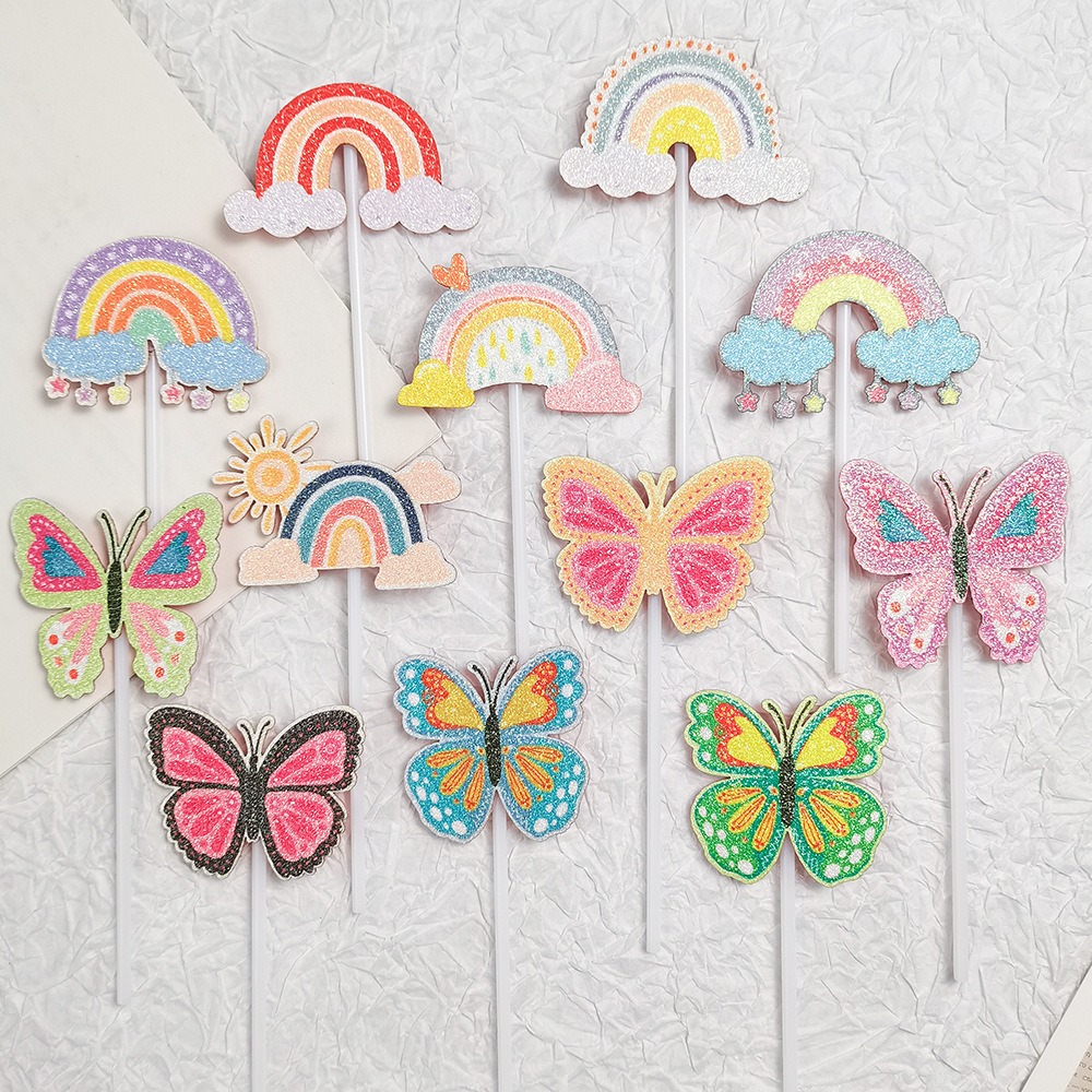 [Hare.D]現貨 創意 無訪布 蛋糕插牌 蝴蝶 太陽 蛋糕裝飾 慶生 蛋糕 裝飾 烘培裝飾-細節圖2