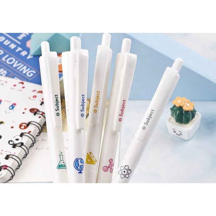 [Hare.D]現貨 六入 學科按壓筆 黑色 按壓筆 科目 刷題筆 黑色水筆-細節圖5