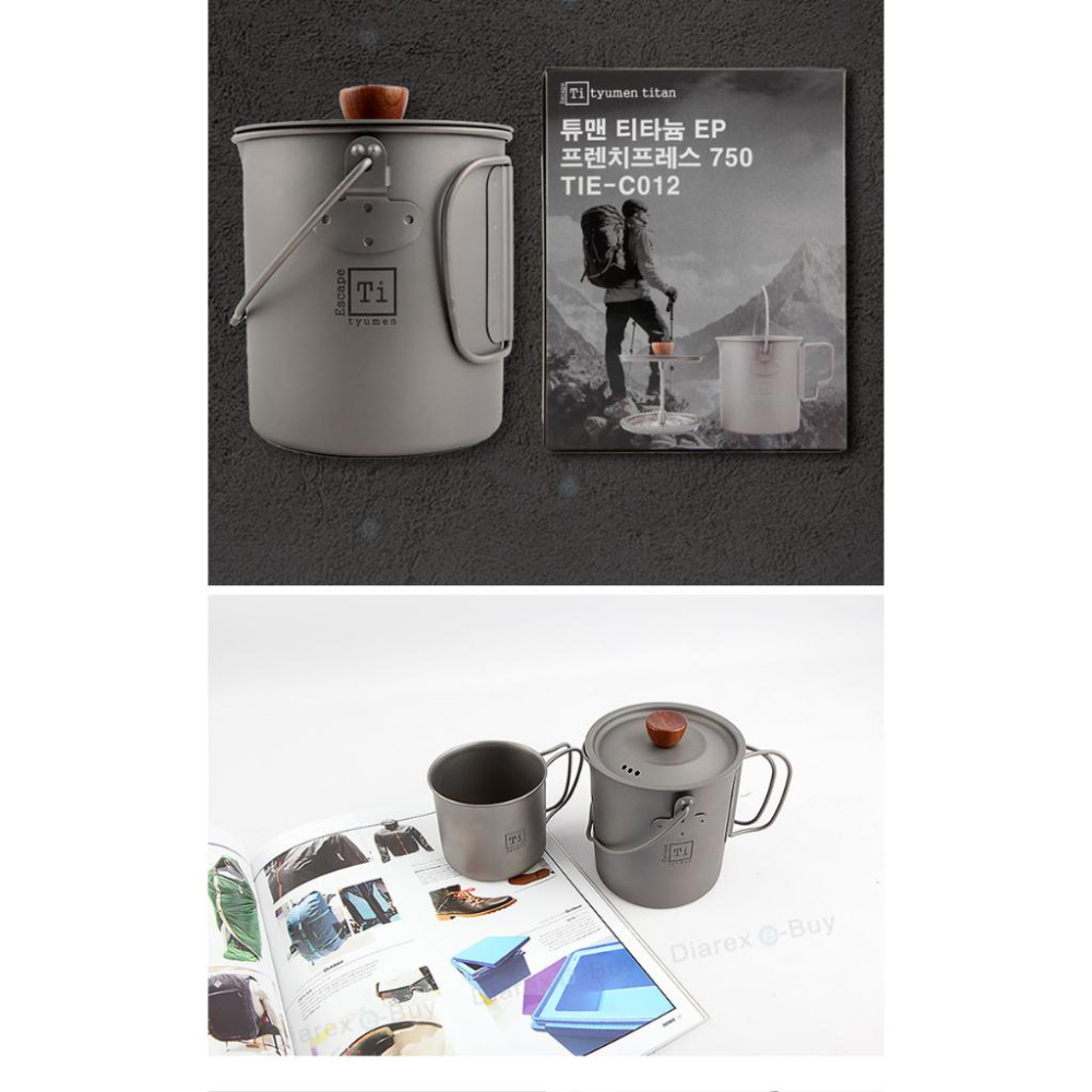韓國Tyumen Titan 純鈦法式濾壓咖啡壺 TIE-C012 附收納袋 輕量化 露營 登山 【揪好室】-細節圖4