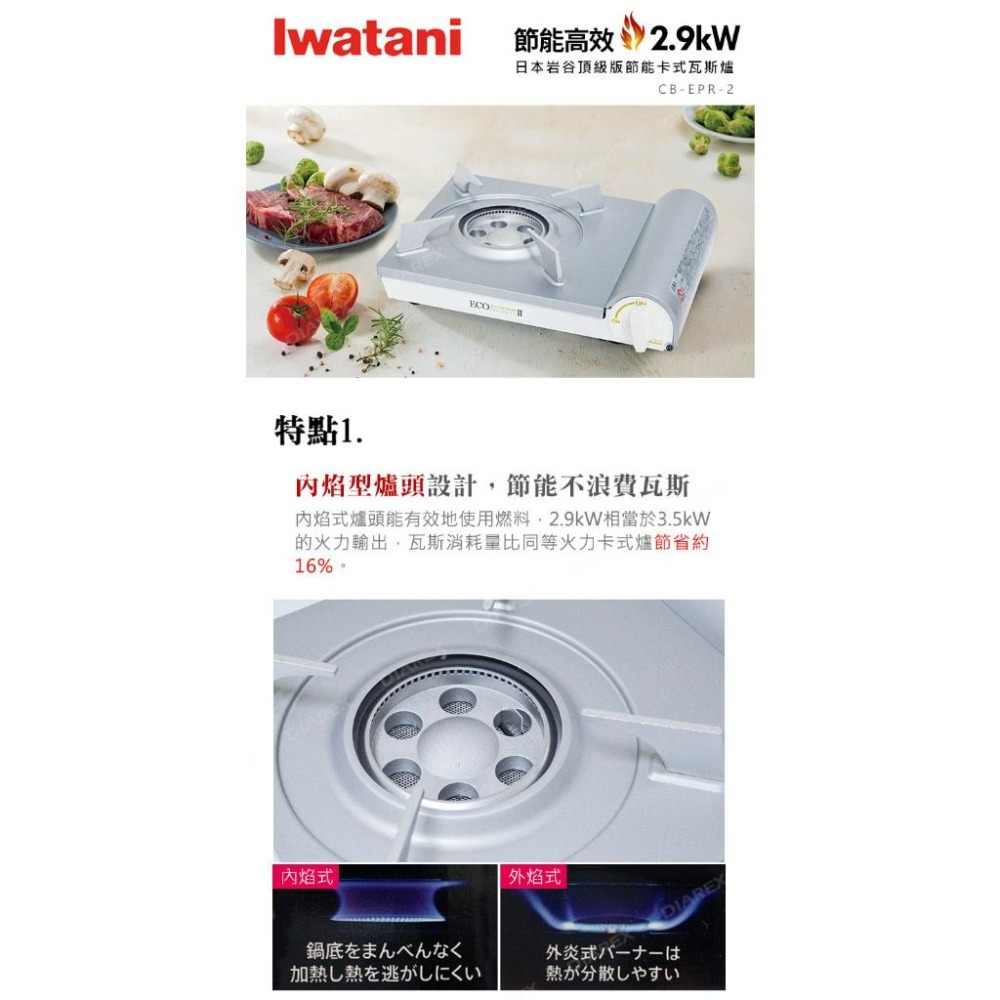 Iwatani 日本岩谷 磁吸節能高效瓦斯爐 CB-EPR-2 白色 頂級內焰式設計 日製薄型卡式爐 【揪好室】-細節圖2