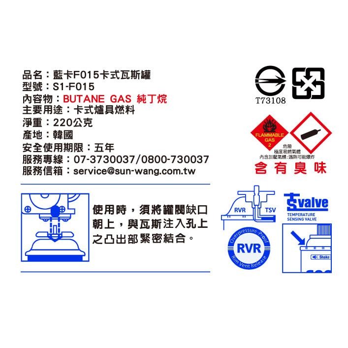 藍卡 F015 【 瑕疵罐 】 卡式瓦斯罐 220g【1組3入】 藍卡旺 雙安控瓦斯罐 安控防爆 卡式爐專用【揪好室】-細節圖5