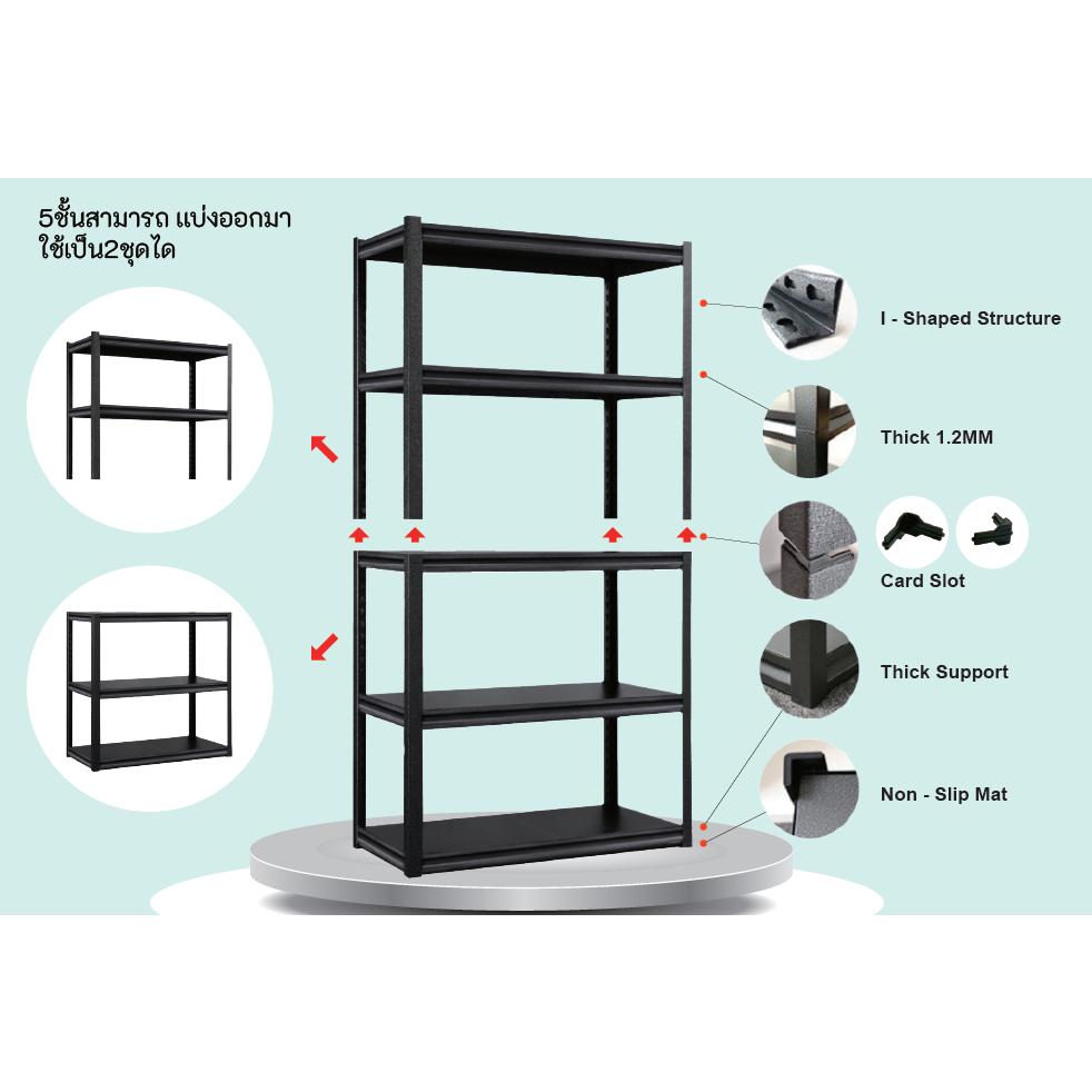 隱藏式免螺絲 五層貨架 免螺絲 黑色鑄鋼層架 層架 收納架 工業風層架 收納櫃 DIY 組裝簡易 泰國大廠 【揪好室】-細節圖9