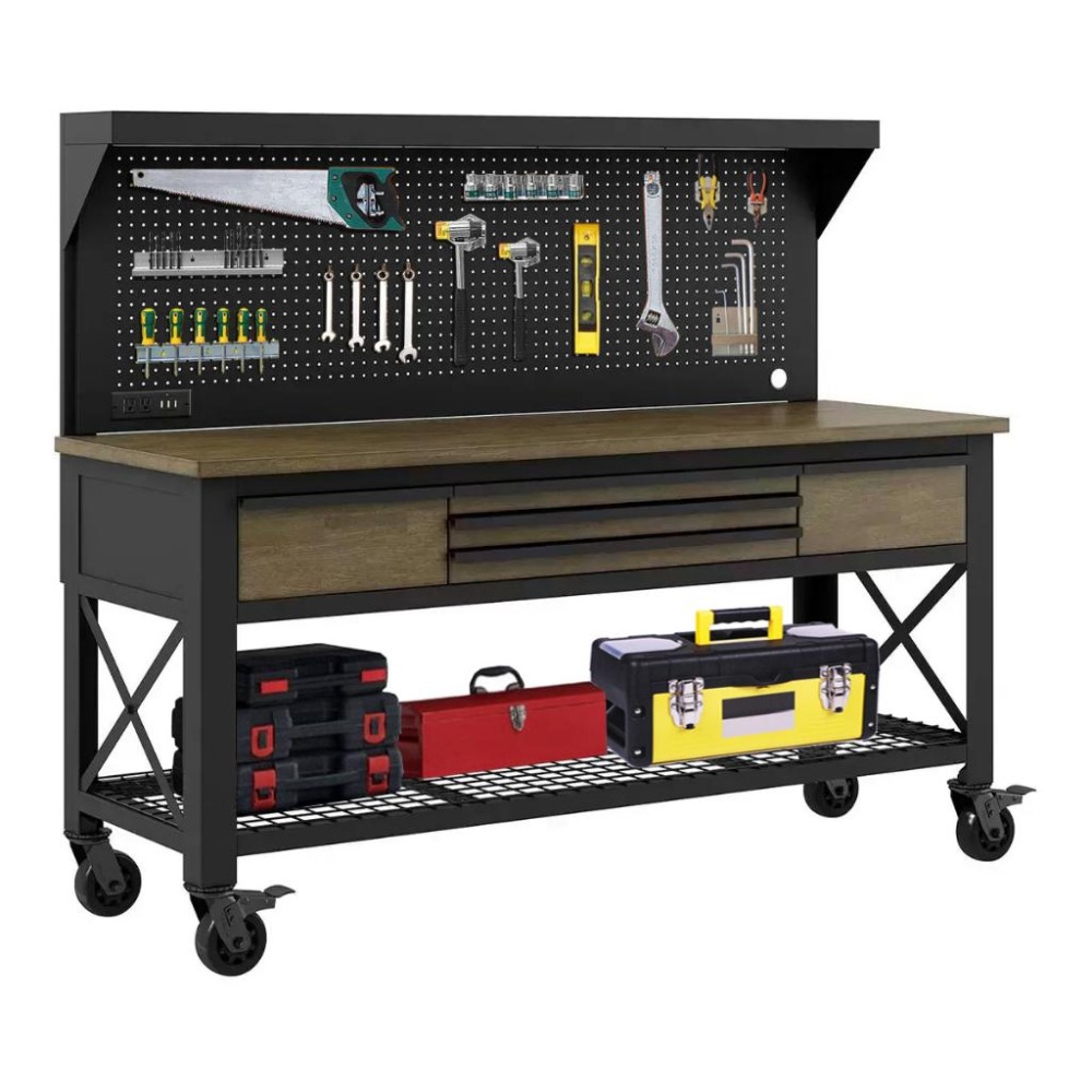 工業金屬結構木桌工作檯 金屬結構 木桌工作台 工作檯 工業用 繪圖 【揪好室】-細節圖2