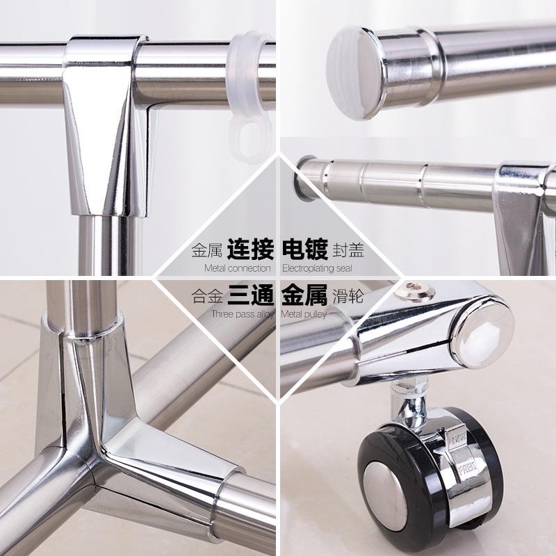 不鏽鋼材質 單桿伸縮衣架 高級伸縮 單桿掛衣架 全不鏽鋼 附萬向膠輪 衣架 曬衣架 掛衣架 不銹鋼衣 【揪好室】-細節圖4