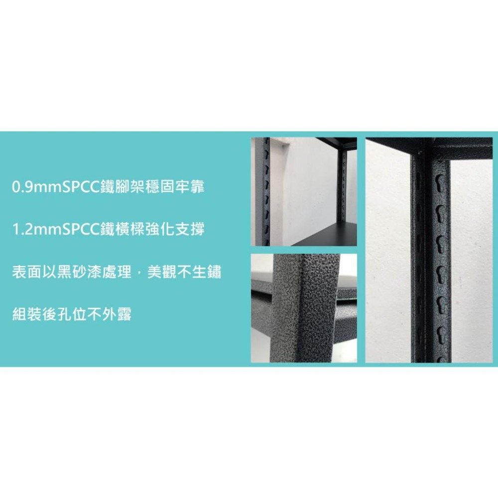 隱藏式免螺絲 三層貨架 免螺絲 黑色鑄鋼層架 層架 收納架 工業風層架 收納櫃 DIY 組裝簡易 泰國大廠 【揪好室】-細節圖2
