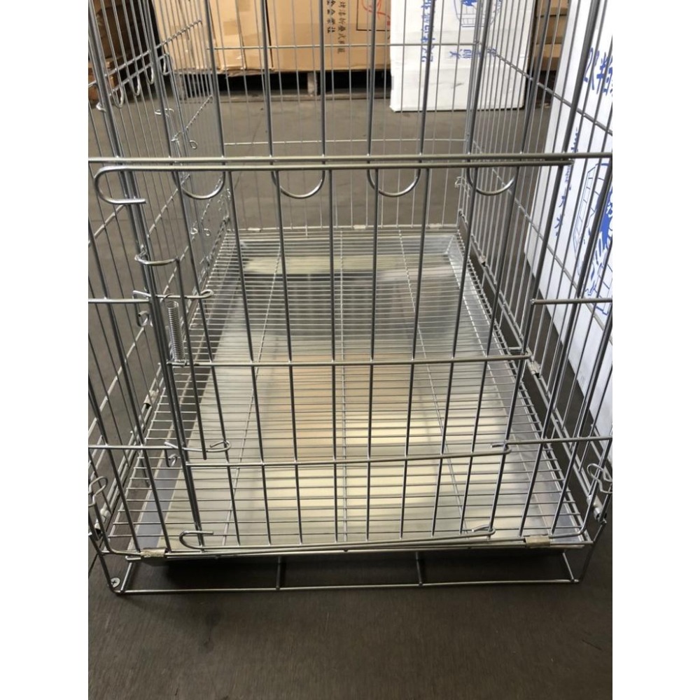白鐵不銹鋼 雙門活動 折疊式狗籠【2尺半】前門 側門 寵物籠 附底盤 褶疊式 密集底網【揪好室】-細節圖3