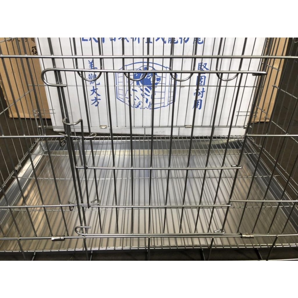 白鐵不銹鋼 雙門活動 折疊式狗籠【2尺半】前門 側門 寵物籠 附底盤 褶疊式 密集底網【揪好室】-細節圖4