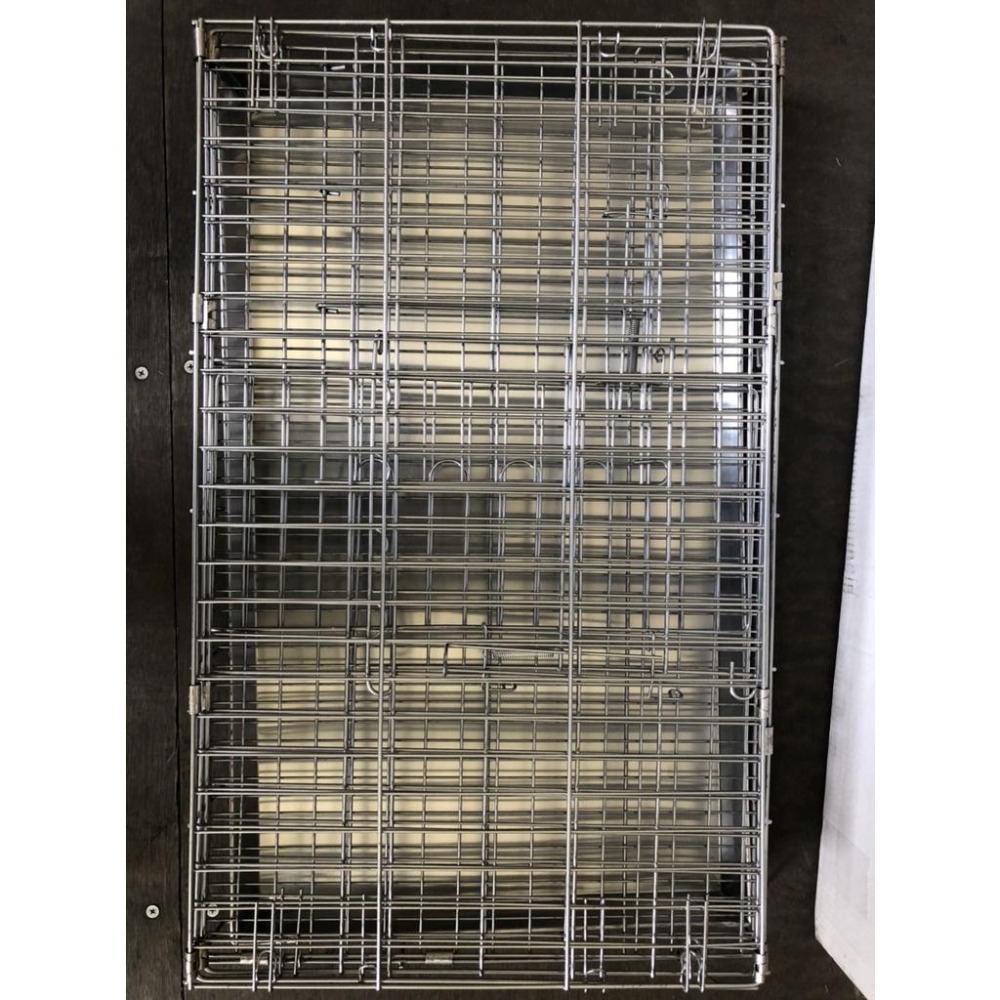 白鐵不銹鋼 雙門活動 折疊式狗籠【2尺半】前門 側門 寵物籠 附底盤 褶疊式 密集底網【揪好室】-細節圖6