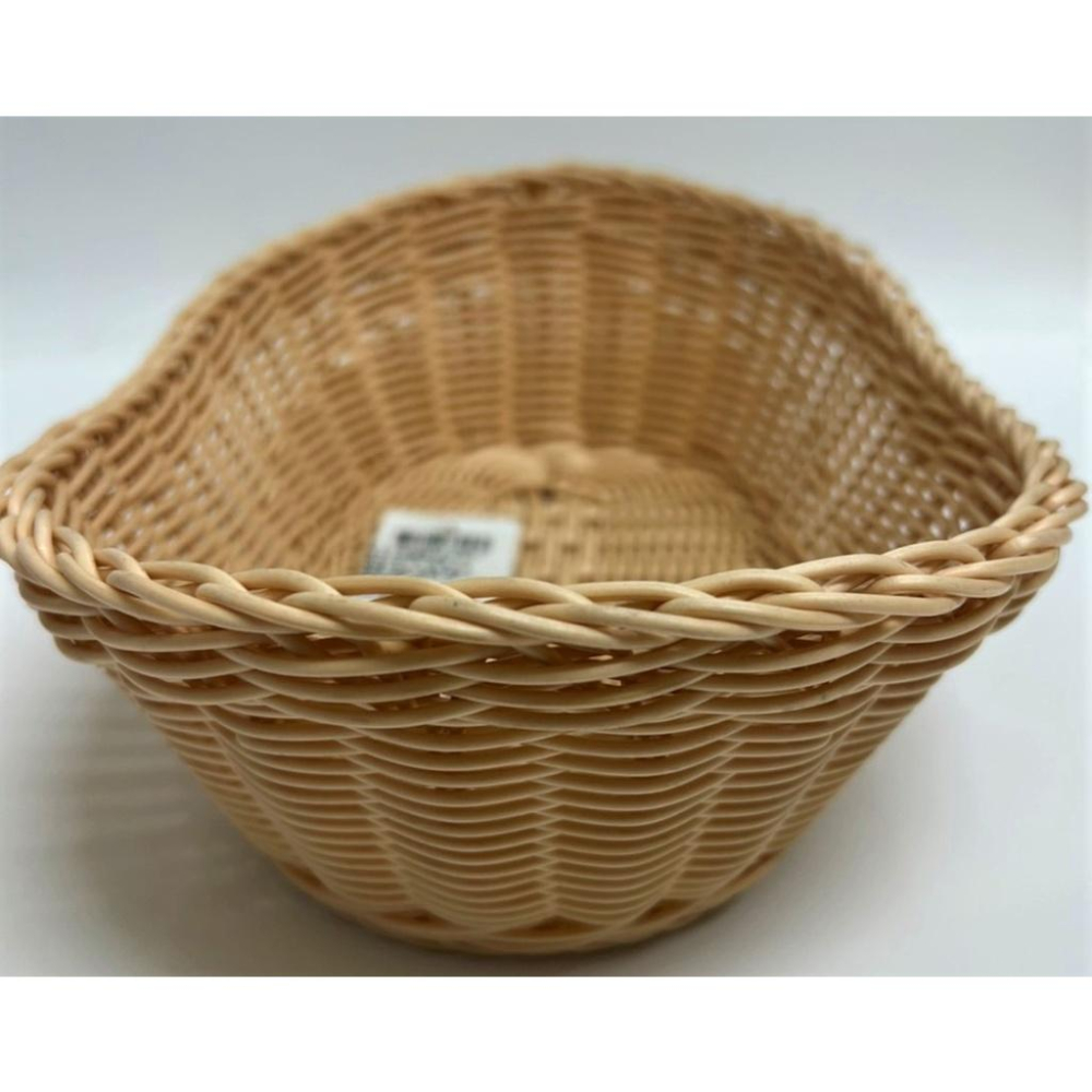 仿藤元寶形編織籃 PP仿藤麵包籃 麵包籃 創意小吃籃 點心爆米花筐 仿藤編水果籃子 展示筐 野餐籃【揪好室】-細節圖2