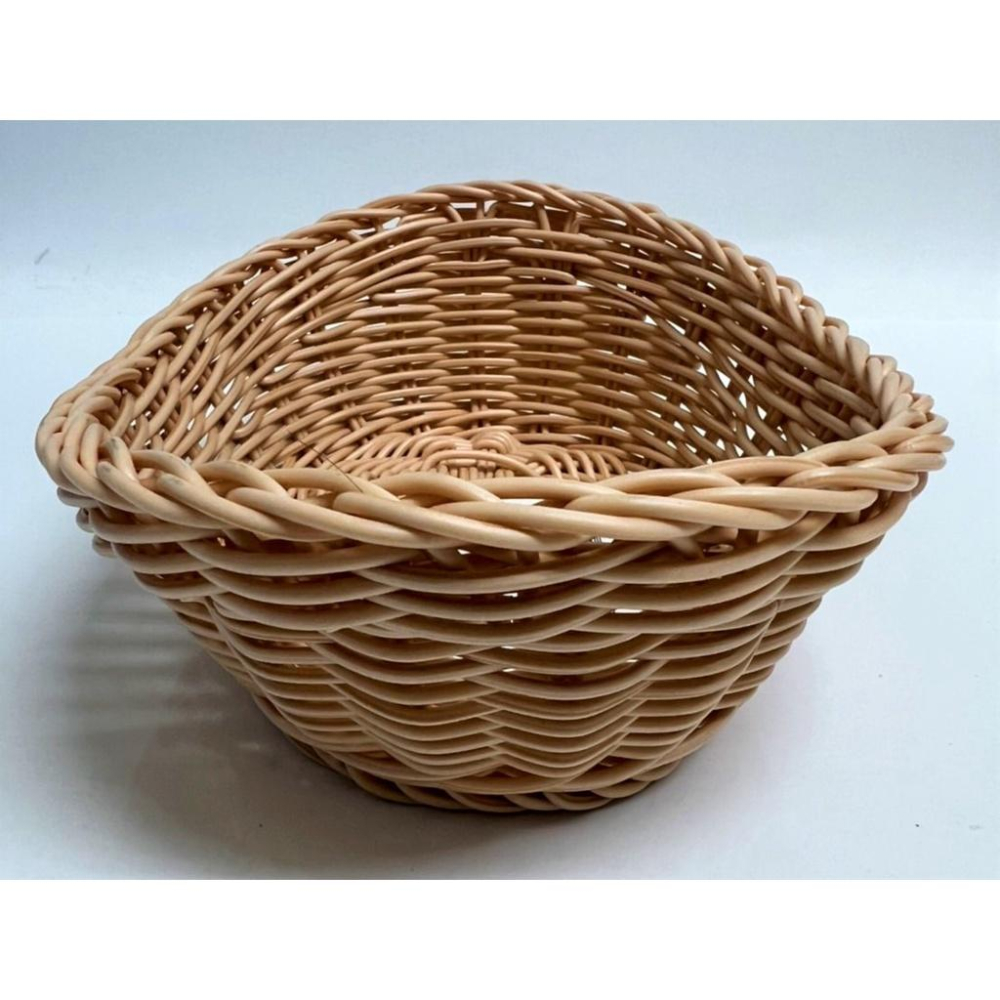 仿藤元寶形編織籃 PP仿藤麵包籃 麵包籃 創意小吃籃 點心爆米花筐 仿藤編水果籃子 展示筐 野餐籃【揪好室】-細節圖3