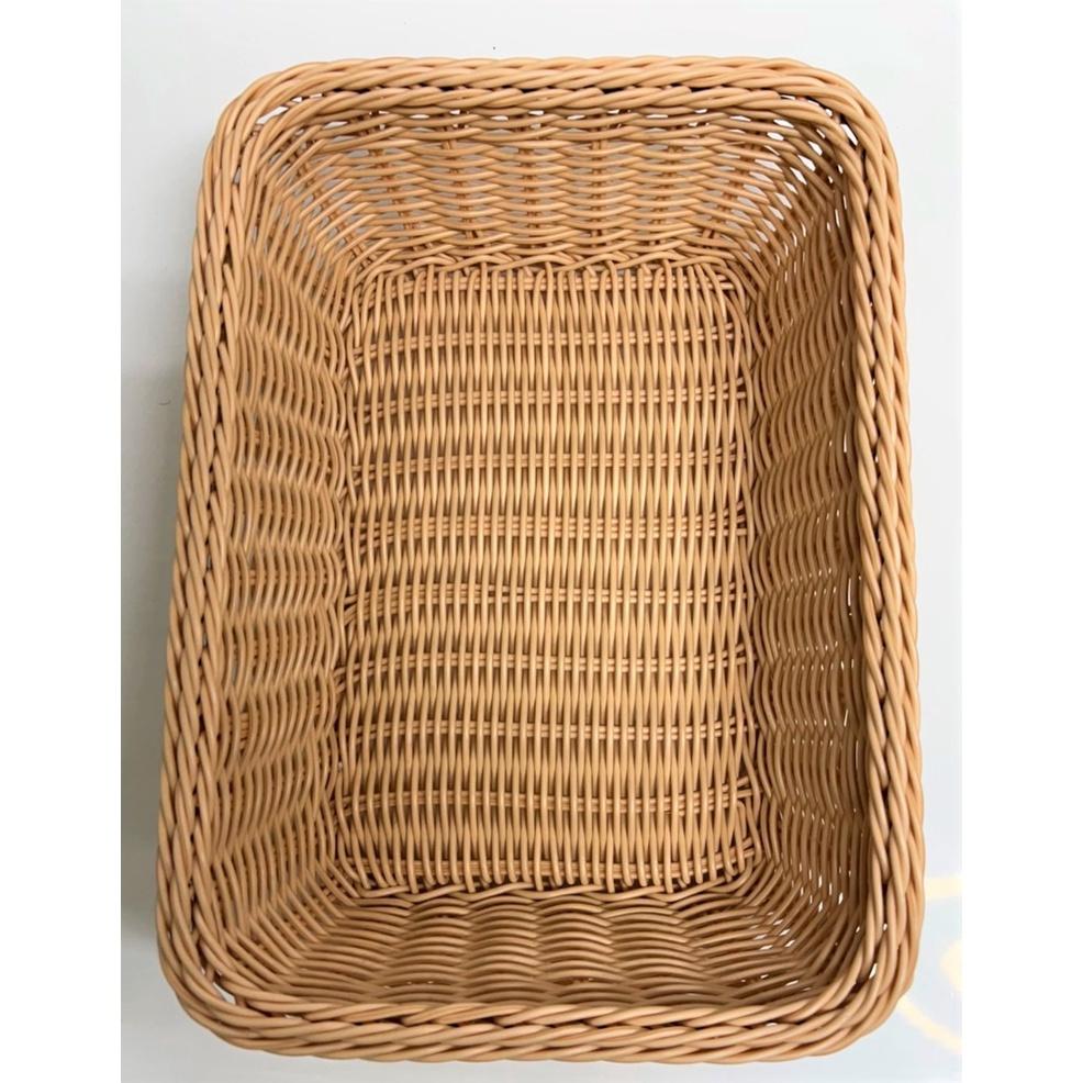 仿藤元寶形編織籃 PP仿藤麵包籃 麵包籃 創意小吃籃 點心爆米花筐 仿藤編水果籃子 展示筐 野餐籃【揪好室】-細節圖5