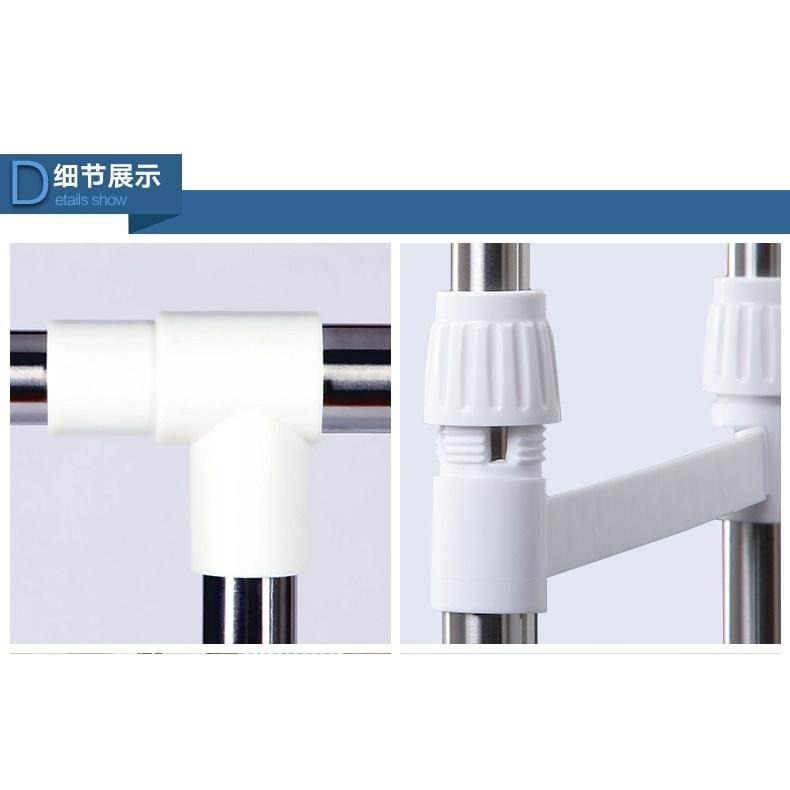不銹鋼 雙桿 伸縮 曬衣架 高耐重 雙杆晾衣架 簡易衣帽架 吊衣架 置物架 小型曬衣架 帶輪落地曬衣架 【揪好室】-細節圖4