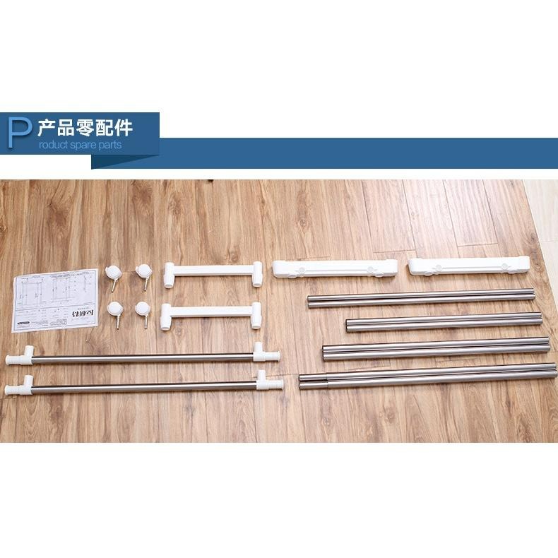 不銹鋼 雙桿 伸縮 曬衣架 高耐重 雙杆晾衣架 簡易衣帽架 吊衣架 置物架 小型曬衣架 帶輪落地曬衣架 【揪好室】-細節圖5