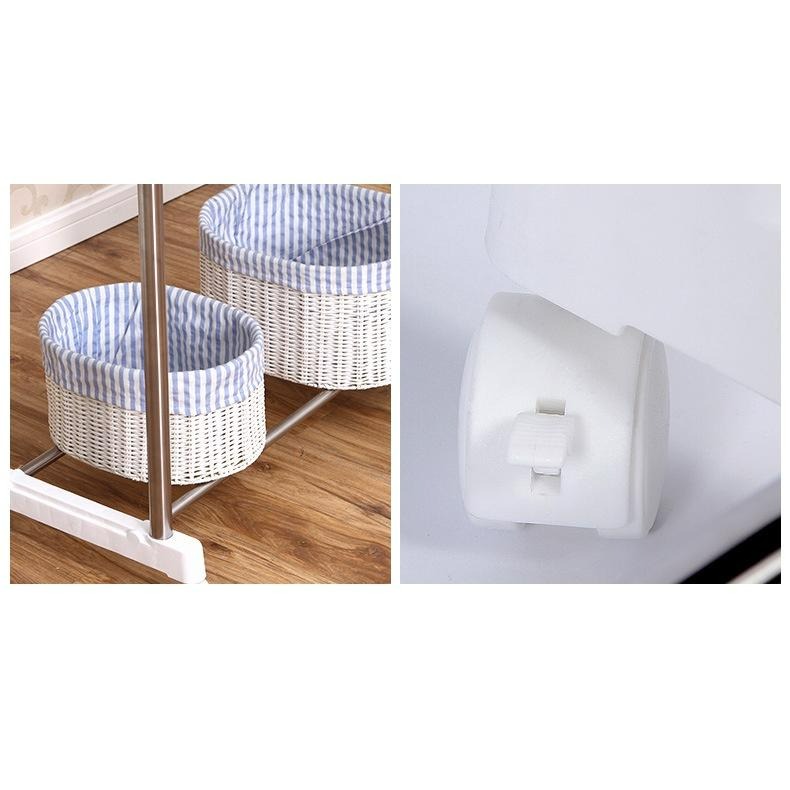 不銹鋼 雙桿 伸縮 曬衣架 高耐重 雙杆晾衣架 簡易衣帽架 吊衣架 置物架 小型曬衣架 帶輪落地曬衣架 【揪好室】-細節圖6