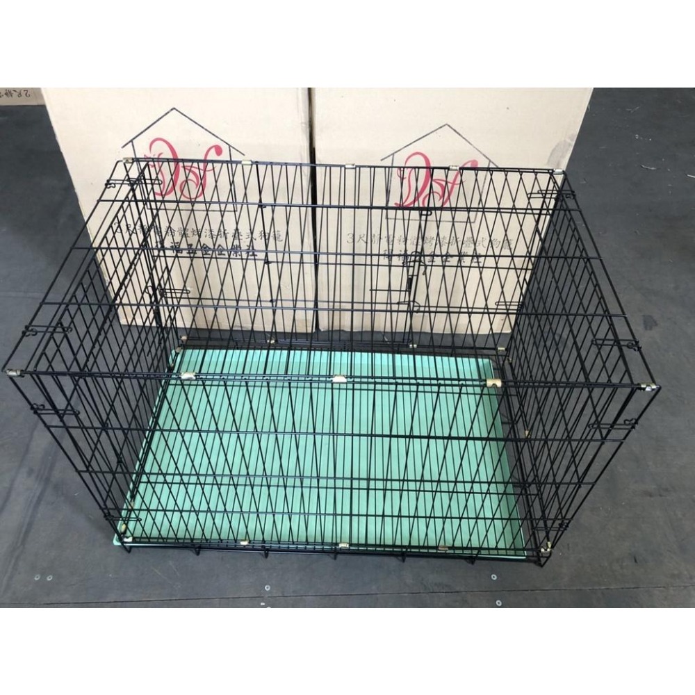 得福 靜電粉體 烤漆折疊式狗籠 【3尺】 雙門開前/側開 附綠底盤 褶疊式 寵物籠 密底腳踏網【揪好室】-細節圖3