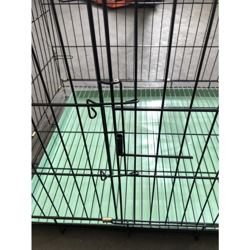 得福 靜電粉體 烤漆折疊式狗籠 【3尺】 雙門開前/側開 附綠底盤 褶疊式 寵物籠 密底腳踏網【揪好室】-細節圖4