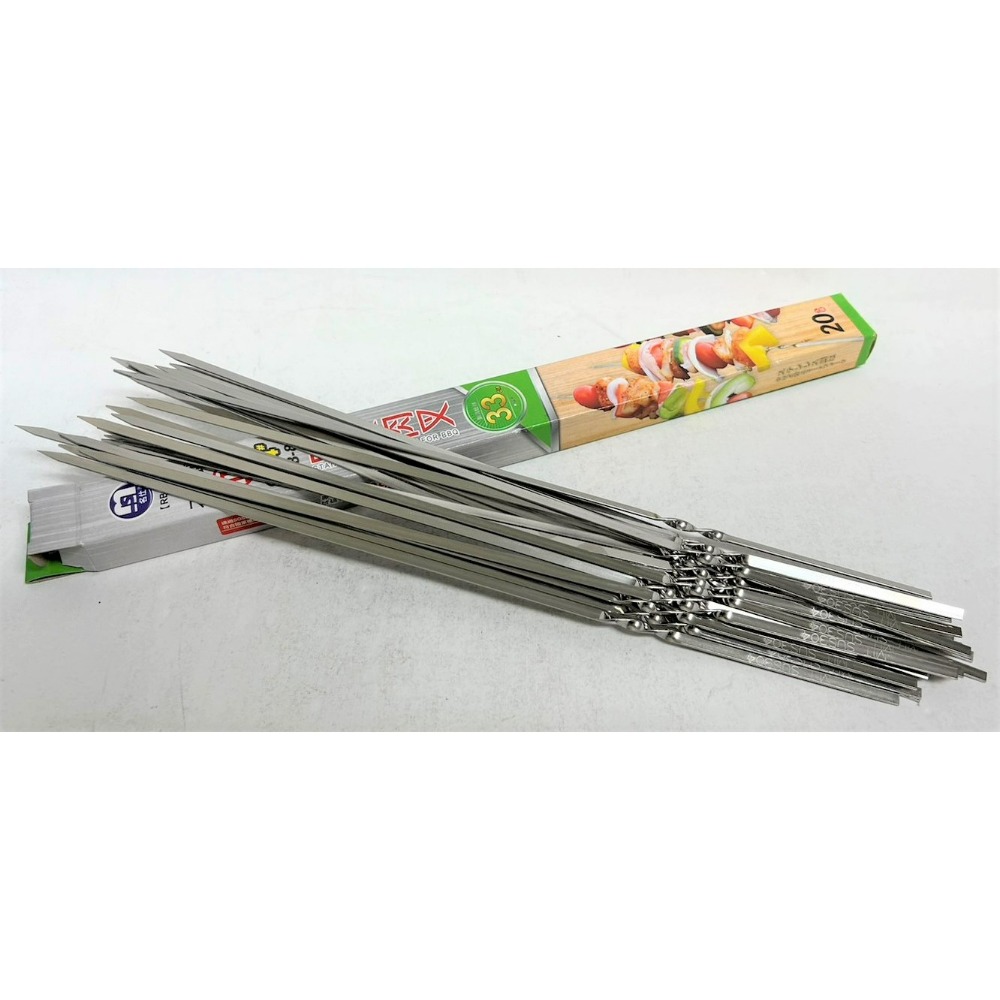 不鏽鋼防燙肉叉 33公分 20入 正304不鏽鋼 重複使用烤肉叉 SGS檢驗 烤肉串 燒烤串棒 串針 【揪好室】-細節圖6