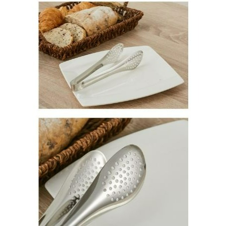 不銹鋼夾 圓孔9吋 12吋 食品夾 麵包夾 沙拉夾 西點夾 料理夾 油炸夾 鋼夾 洞洞夾 分菜夾 烤肉夾 【揪好室】-細節圖2