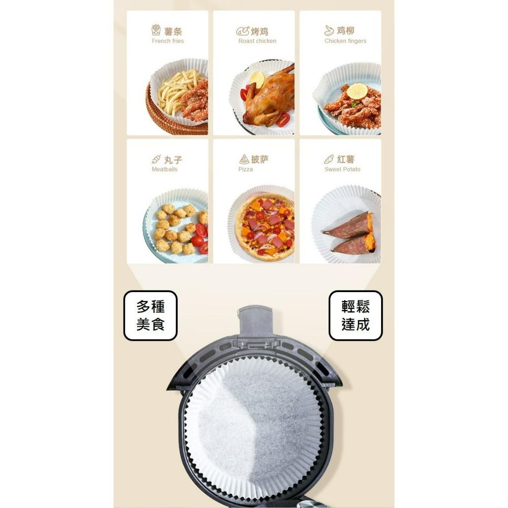 氣炸鍋烘焙紙 氣炸鍋吸油紙 氣炸鍋專用紙  無螢光劑 烘焙紙 專用隔油紙 圓形烘焙紙 吸油紙 烤盤紙 油紙-細節圖9