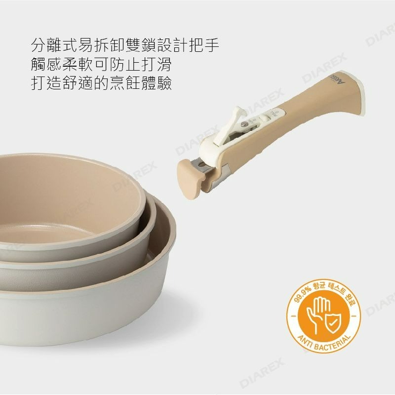 韓國 ARISU 炊具套裝 IH 不粘可拆卸手柄 精緻套裝鍋具組5件式 環保陶瓷塗層 【揪好室】-細節圖4