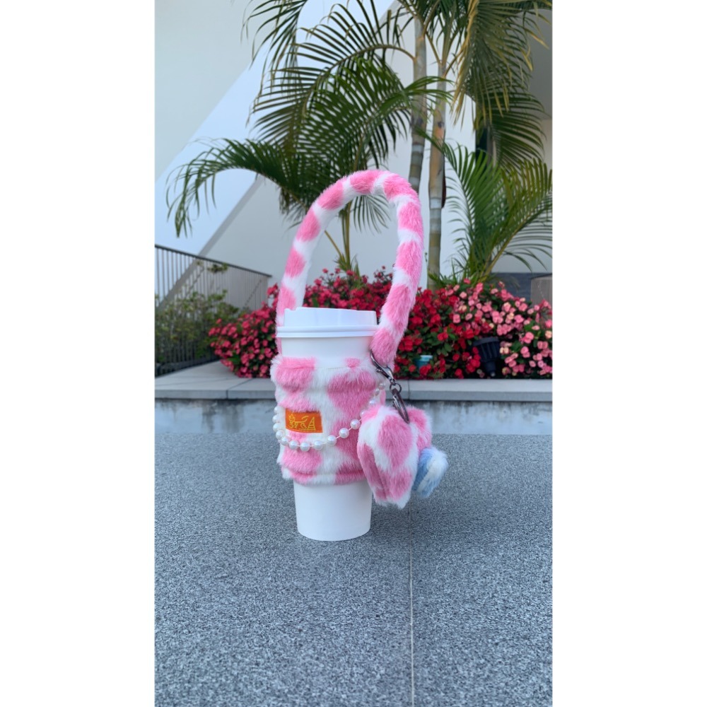 韓系風｜杯套｜飲料提袋｜法式珍珠大心 💙🩷-細節圖5