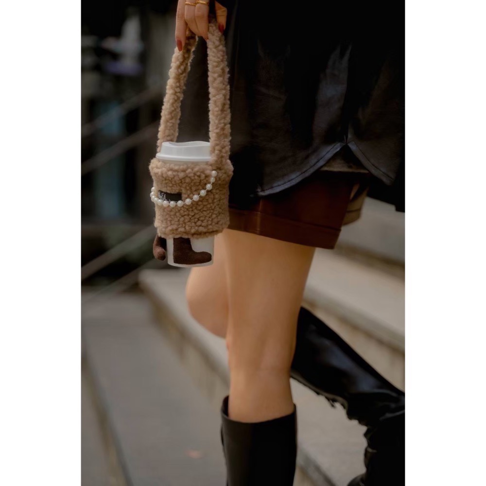 🐻熊貴賓｜法式珍珠+有腳腳款｜杯套｜飲料提袋-細節圖6