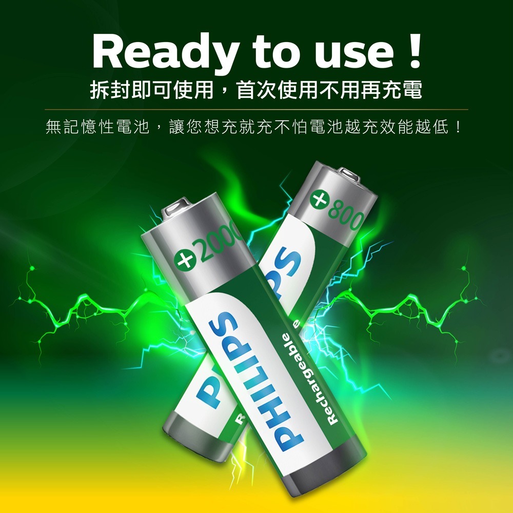附發票 PHILIPS 飛利浦 符合台灣環保規定 充電電池 鎳氫電池 3號電池 4號電池 台灣公司貨【叡達】-細節圖2