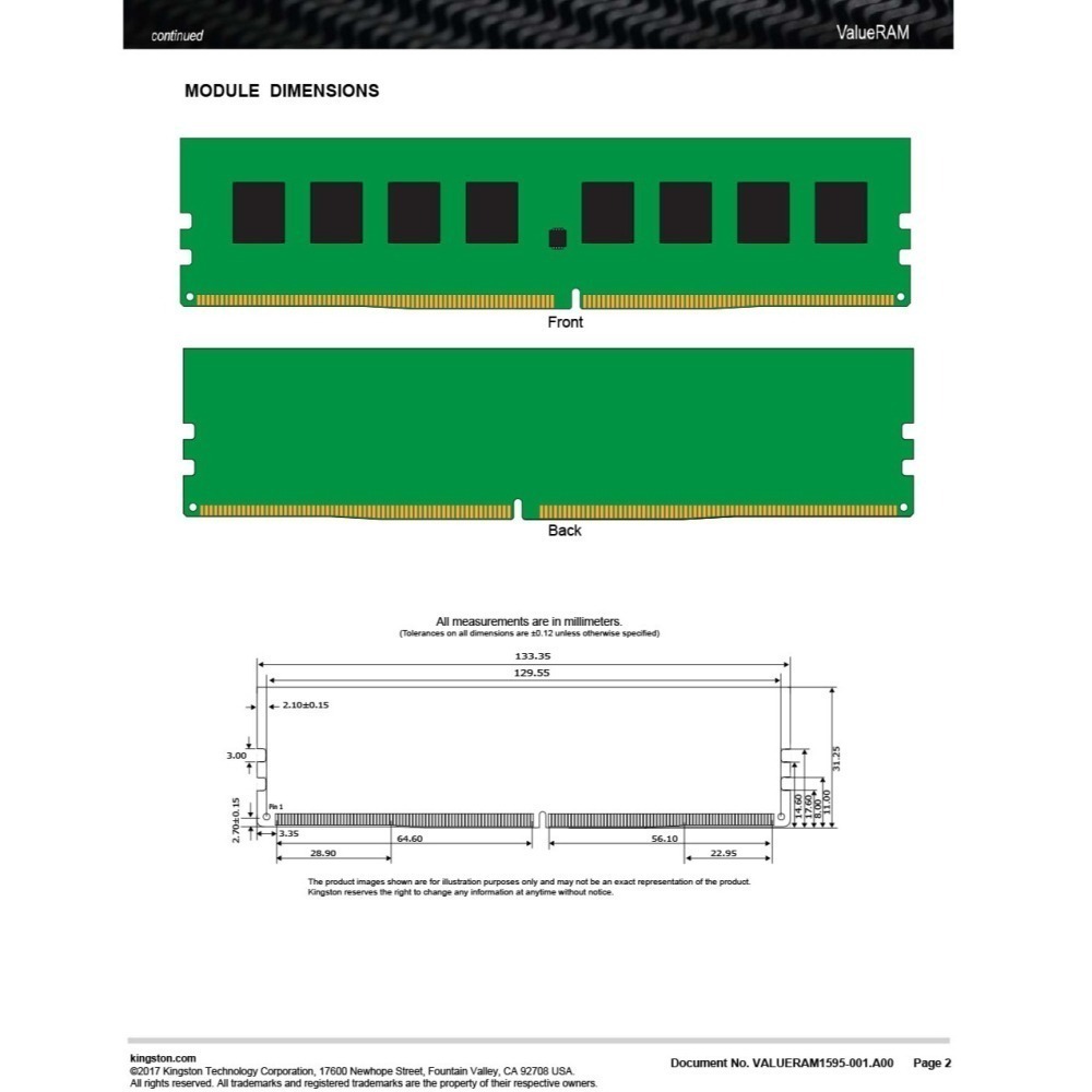 【CCA】金士頓 Kingston 8GB DDR4 2666 桌上型記憶體 ( KVR26N19S8/8 )-細節圖3