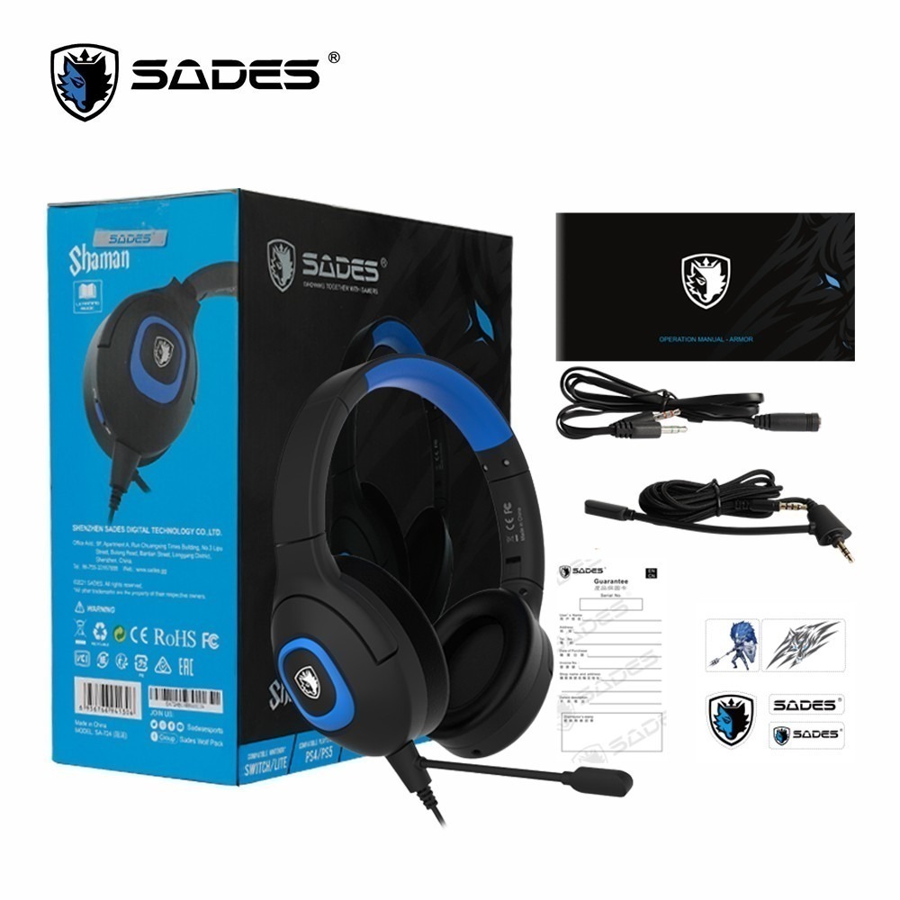 【特價出清】 賽德斯 SA-724 SADES SHAMAN 薩滿 有線 耳機 麥克風 (黑藍色)-細節圖2