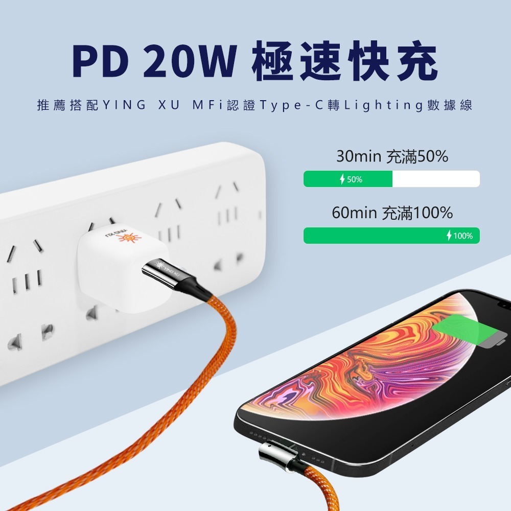 【CCA】YING XU mini PD 20W 電源供應器 蘋果充電頭 充電器 iPhone iPad-細節圖6