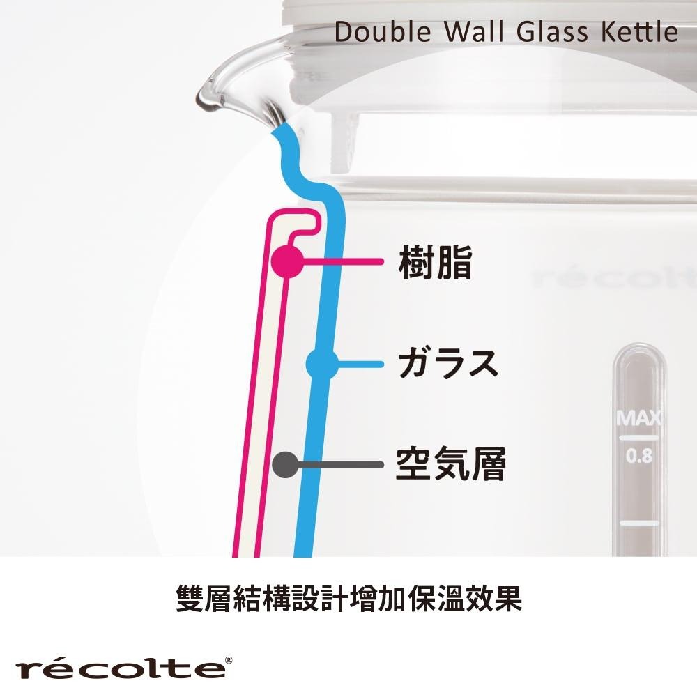 日本 recolte 玻璃電水壺 RDG-1 Double Wall Glass 雙層隔熱 快煮壺 防空燒 麗克特官方旗-細節圖5