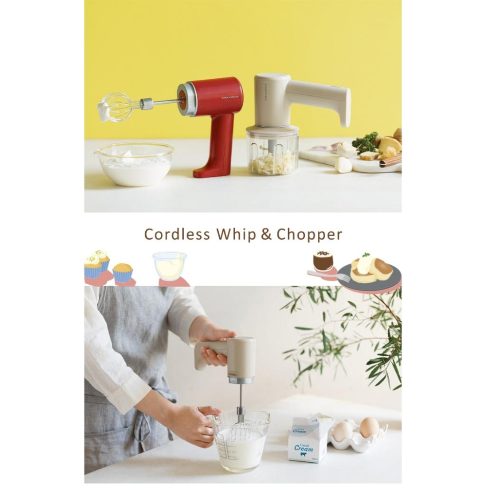 日本recolte 手持攪拌調理機 Cordless RCW-1 打蛋 打發 切碎 切蒜 攪拌 充電式 官方旗艦店-細節圖4