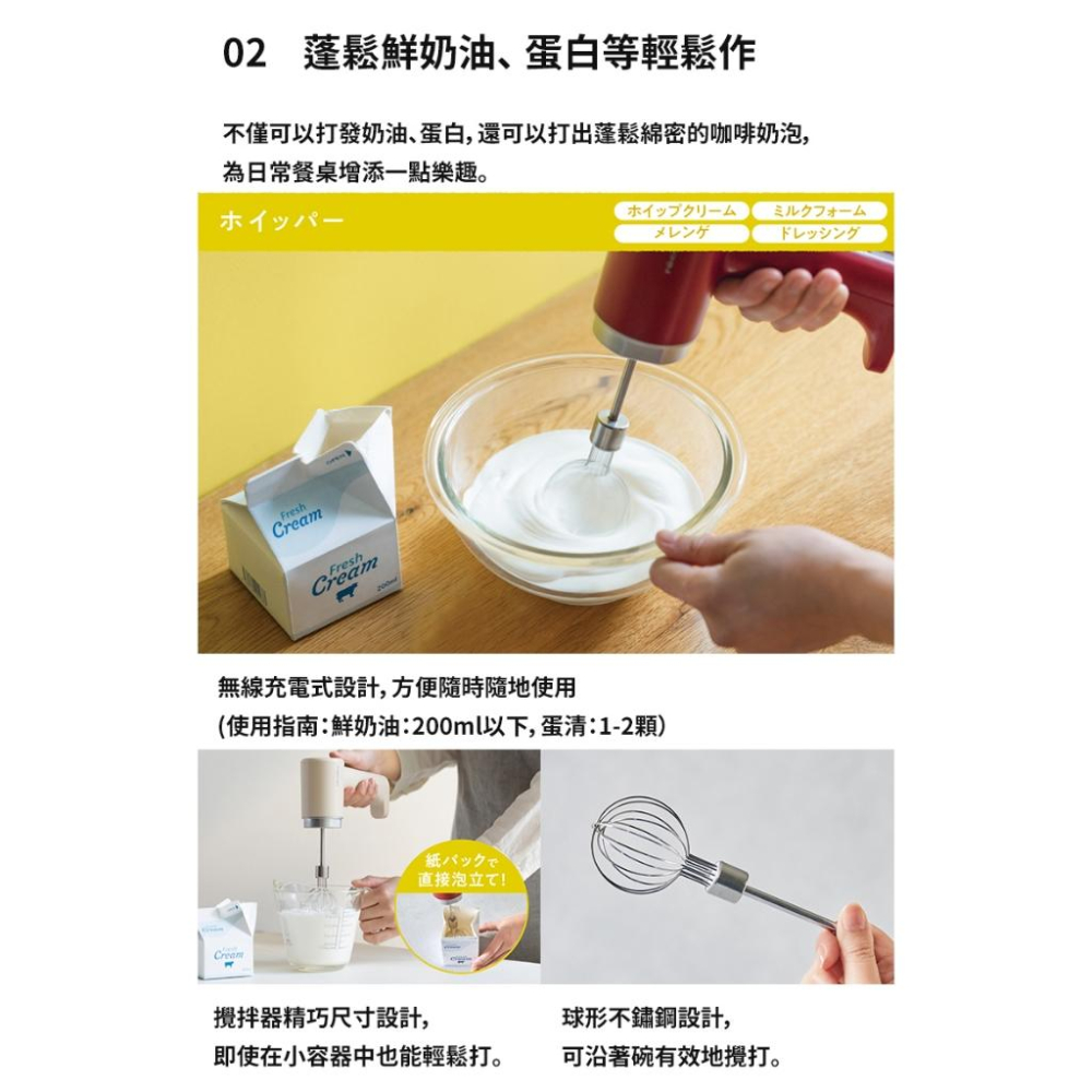 日本recolte 手持攪拌調理機 Cordless RCW-1 打蛋 打發 切碎 切蒜 攪拌 充電式 官方旗艦店-細節圖6