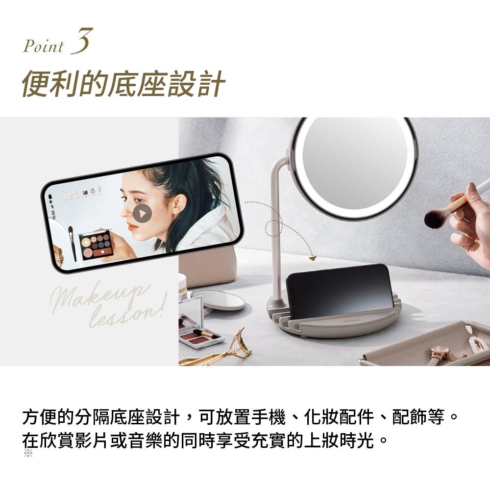 日本 recolte Festino 柔光微風化妝鏡 SMHB-032 5倍鏡 美妝鏡 LED柔光 麗克特官方旗鑑店-細節圖8