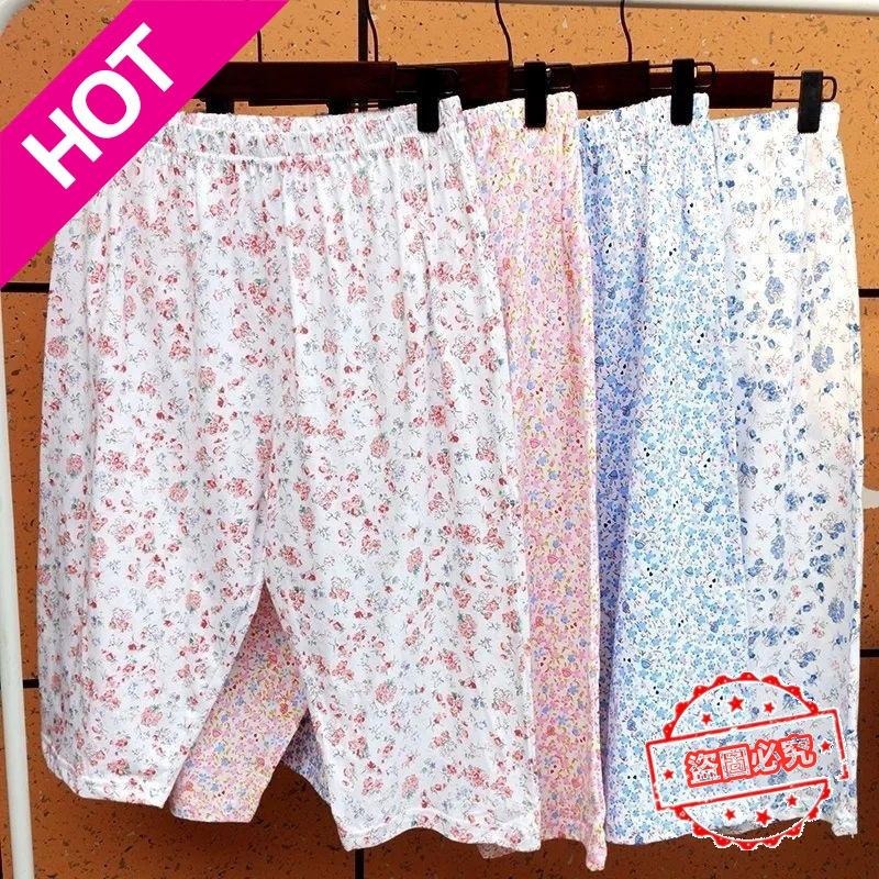 【5A品質】2條裝送媽媽睡褲女中老年人夏天短褲寬松高腰碎花可外穿五分睡褲-細節圖3