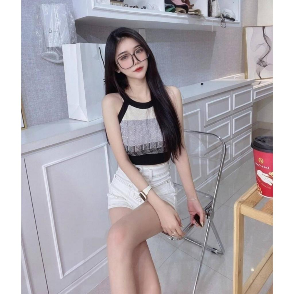 「預購」🔍1188 辣妹復古漸變撞色條紋削肩針織上衣-細節圖4