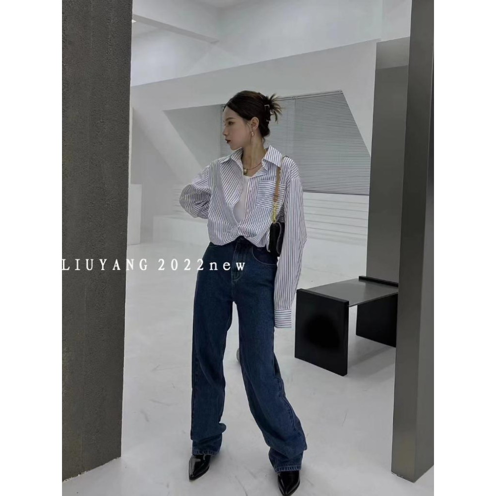 「現貨」🔍928 韓國同步 內車背心假兩件造型條紋襯衫上衣-細節圖3