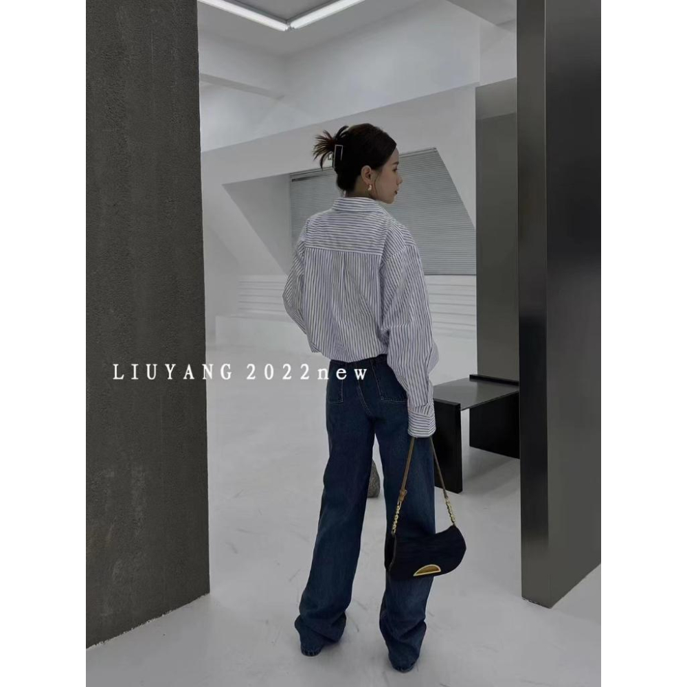 「現貨」🔍928 韓國同步 內車背心假兩件造型條紋襯衫上衣-細節圖4