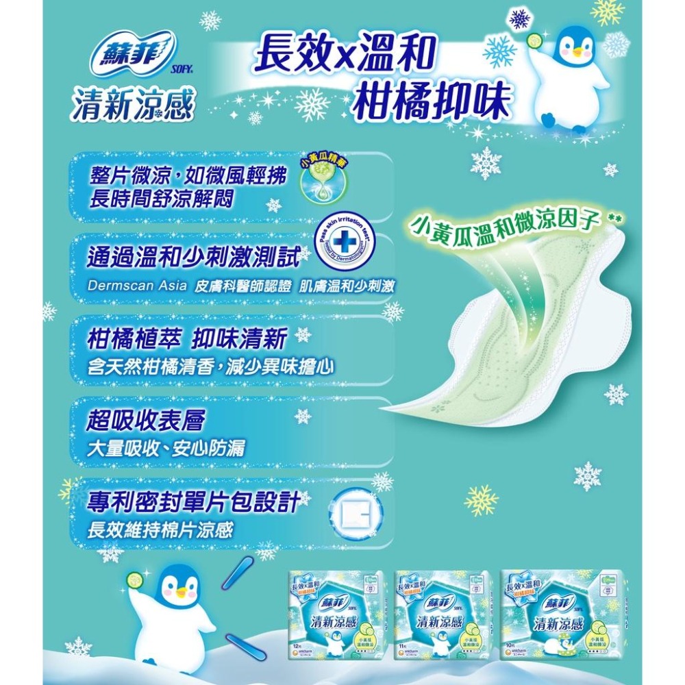 蘇菲 清新涼感14、17.5、23、25、29cm 全系列 小黃瓜 超薄 生理用品 衛生棉 護墊-細節圖6