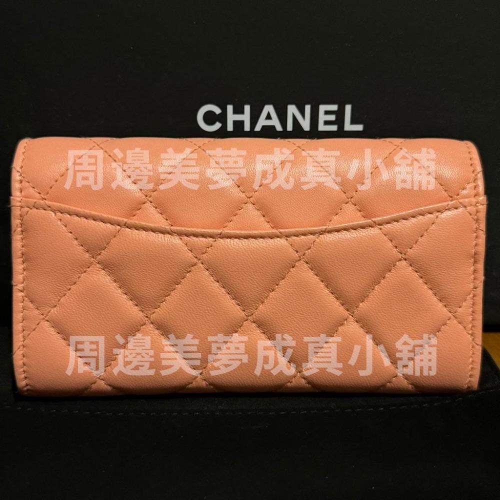 九成新 二手 正貨 正品 香奈兒 小香 CHANEL 經典口蓋長夾 銀釦  歐洲購入 牛皮 錢包 皮夾-細節圖6