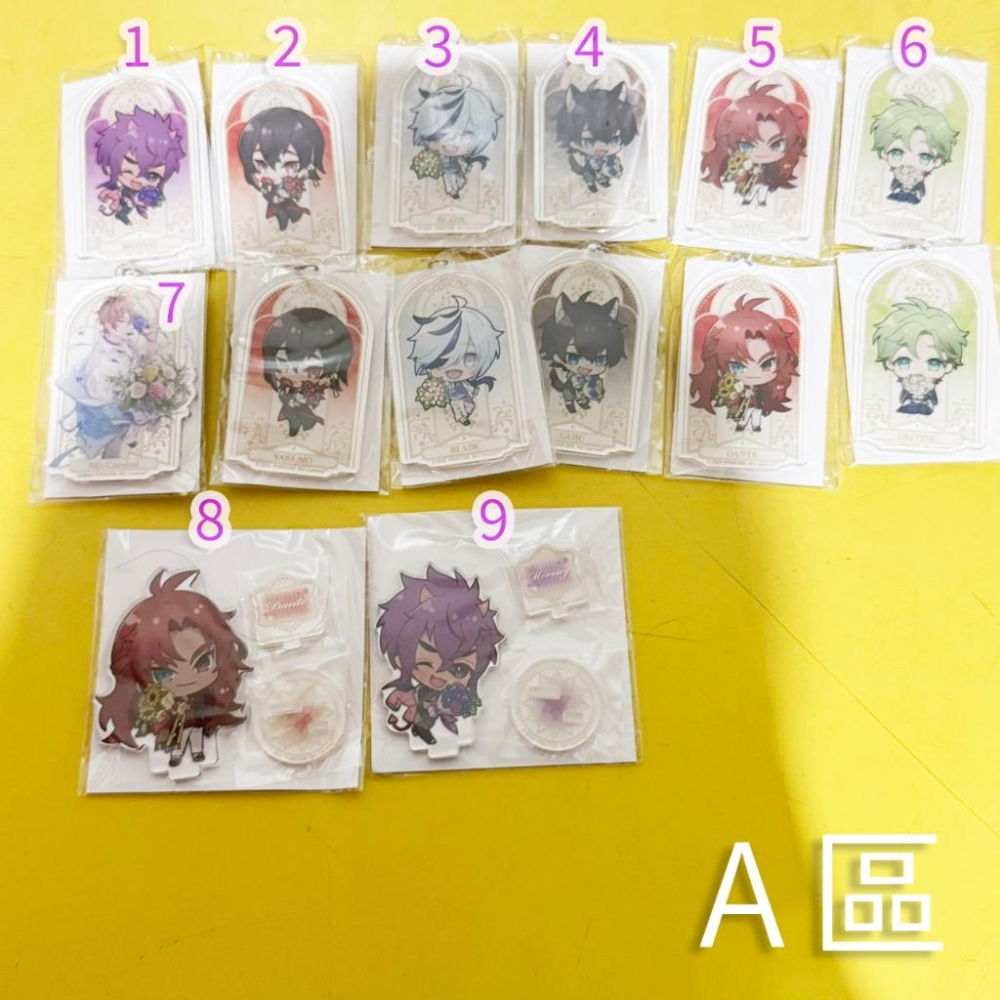 新世界狂歡 一番賞 官方 花花賞 立牌吊飾徽章色紙乳首杯墊 安利美特 特典 安咖 伊得玖夜崑西奧利文八雲布儡艾斯特 周邊-細節圖2