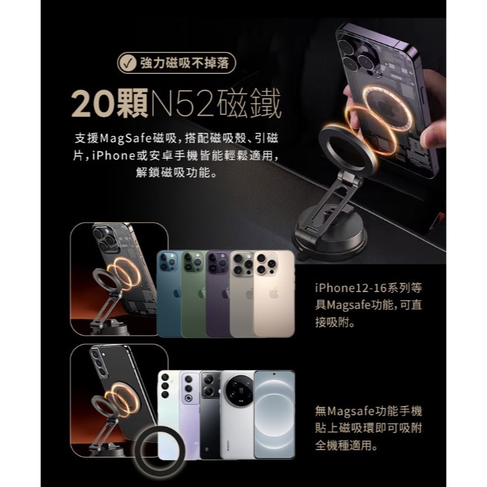 【OMIA】 MagSafe 奈米穩吸支架 強力支撐不掉落 360度旋轉 手機周邊 配件 3C用品 | 趣買購物-細節圖5