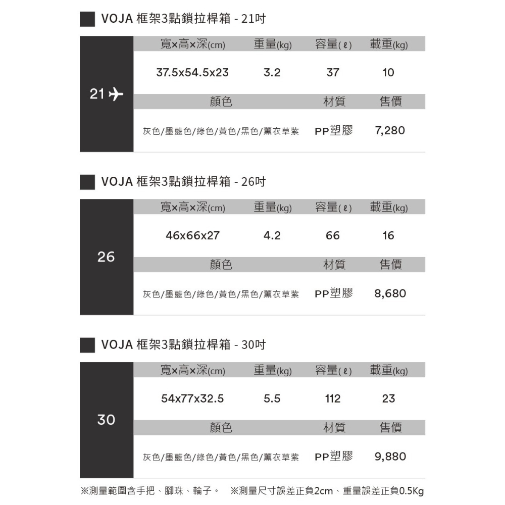 【LOJEL VOJA】 七色系 PP框架拉桿箱 行李箱 KOL推薦  26吋行李箱｜趣買購物旅遊生活館-細節圖7